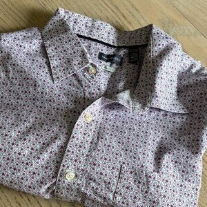 Van Heusen Men's Red and White Geometric Shirt